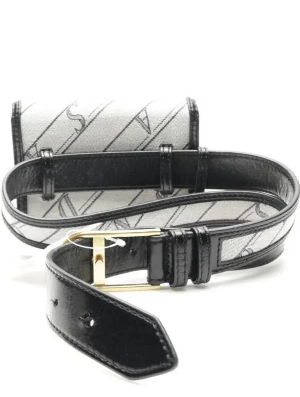 Luxury Sandro Paris Belt Wallet Bag OZ cow leather Belt Textile Gray Black Gold